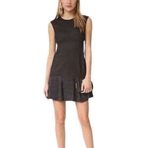 Rebecca Taylor Stacy Black Textured Pique Ruffle Sheath Mini Dress - 0